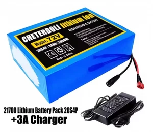 New 72V 30Ah 21700 Battery Pack 20S4P with BMS 3000W High Capacity +Plug Charger - Picture 1 of 14