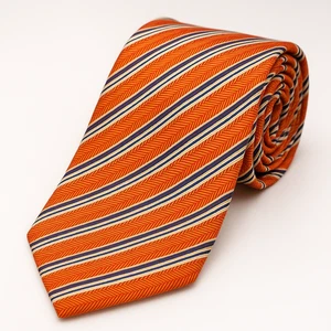 Vintage Parisian by J.Z. Richards Silk Tie Handmade USA Orange Blue Stripe - Picture 1 of 6