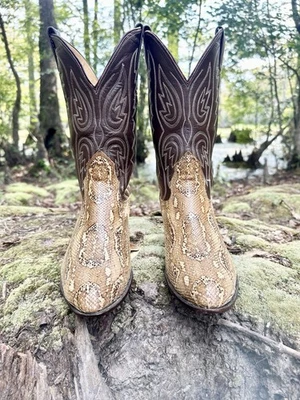 Vintage Nocona Argentina Boa Constructor Snakeskin Boots Exotic Size 7 D - Image 1 of 4