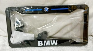 BMW License Plate Frame Black Metal plus Hardware Front Back - Picture 1 of 2