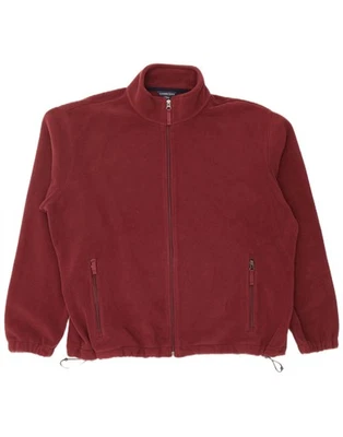 LANDS END Mens Fleece Jacket UK 42 XL Maroon Polyester DJ11 - Image 1 of 3