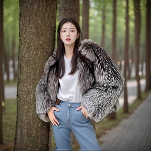 2025 Mujer, Abrigo de Piel, Imitación Pelo de Zorro Plateado, Abrigo Térmico, Abrigo Mujer - Imagen 1 de 15