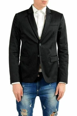 Blazer Abrigo Deportivo Versace Jeans Para Hombre Negro Elastizado Dos Botones US 36 IT 46 Foto 1 de 4