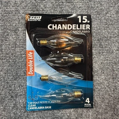 FEIT ELECTRIC CHANDELIER CANDELABRA BASE, 15W 120V 4 BULBS CLEAR, BP15CFCP/DL/4 - Image 1 of 2