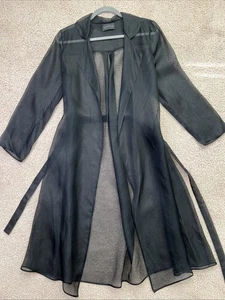 CARLISLE Collection Women Black Sheer Duster Coat See Through Size Small - Picture 1 of 9