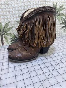 Botas occidentales FREEBIRD by Steven Laredo de cuero marrón con flecos largos para mujer 9 - Imagen 1 de 17
