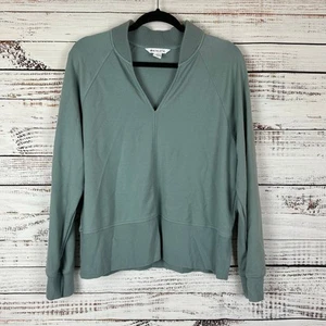 Damen EUC Athleta salbeigrün Eastbound Sweatshirt V-Ausschnitt Activewear Lounge XL - Bild 1 von 6