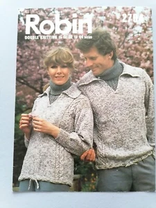 LADIES'/MEN'S JUMPER, V-neck+Collar, 32-44", 8ply - ROBIN Knitting Pattern 2704 - Picture 1 of 3