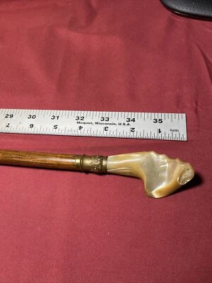 Madreperla Antiguo Bastón Swagger Viejo Mundo Reliquia Antiguo Elegante Perlas de Latón Foto 1 de 4