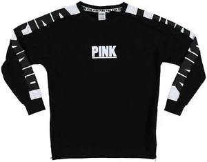 Sudadera Victoria's Secret Rosa Campus Crew Lado Crew Cream Negra Nueva con Etiquetas - Imagen 1 de 4