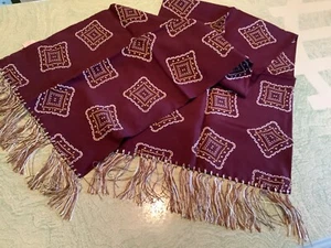 Vintage Cisco Opera Scarf Deep Red Rayon 48”x12” Art Deco Design Fringe 40’s NEW - Picture 1 of 5