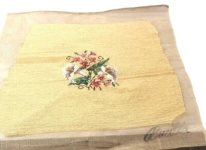 Calla Lily Floral Yellow Gold Chair Pillow Needlepoint CANVAS Preworked Wool - Picture 1 of 10