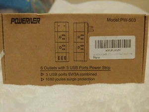 Piweriver Pw-503 6 Outlets With 3 Usb Ports Power Strip - Picture 1 of 2