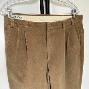 Orvis Vintage Brown Pleated Corduroy Pants Mens 34x33 USA Made Nice! E0 - Picture 1 of 12