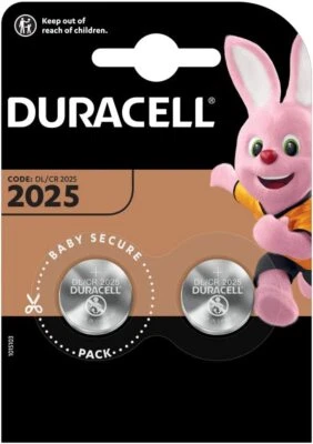 2 x Duracell CR2025 3V Lithium Coin Cell Battery 2025, DL2025, BR2025, SB-T14