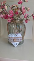 hanging heart white wicker rustic shabby chic decorative jute ribbon lace gift