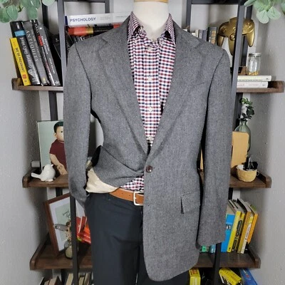 Abrigo Blazer Deportivo Nautica Para Hombre Tweed Tres Botones Gris Espiga Lana Talla 40L Foto 1 de 4