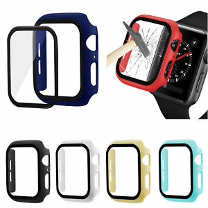 3D 9H Tempered Glass Screen Protector Cover For Apple Watch 5 4 3 2 Case w Flim
