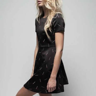 Новый Zoe Karssen первоклассный черный вышитый спичка мотив скрепленный платье Великобритании 6 XXS - Изображение 1 из 4