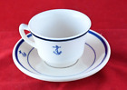 1) Soucoupe coupe de Chine US Navy officier Homer Laughlin bleu cobalt encrassé ancre Chine États-Unis