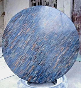 21" Round Blue Tiger Eye Center Table Top Mosaic Stone Computer Desk Furntiure - Picture 1 of 8