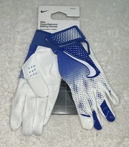 NIKE DRI FIT HYPERDIAMOND SOFTBALL BATTING GLOVES WOMEN'S MEDIUM WHITE BLUE NWT - Picture 1 of 6