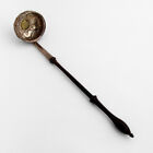 George II Shilling Coin Toddy Ladle English Silver Wooden Handle Mono WII