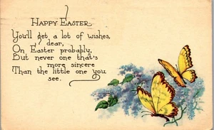 Vintage Easter Postcard ~ Sweet Poem with Butterflies Butterfly 1912 Winsch Back - Picture 1 of 3