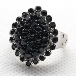 ANILLO DE RACIMO DE ESPINAS NEGRO 2.10CTW Plata Esterlina .925 Dia Rd Acc Talla 6 ¡NUEVO! - Imagen 1 de 8