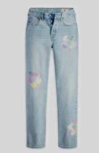 JEANS NUOVO LEVIS 501 Daisy Patchwork 150° W28 L32 TAGLIA 10 donna donna dritto - Foto 1 di 19