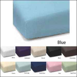 Plain Dyed PolyCotton Fitted Bed Sheet Single Double King Super King Pillowcases - Picture 1 of 11