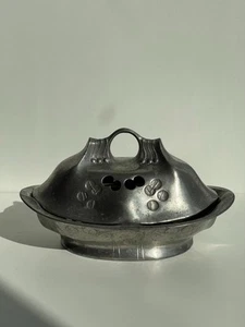Antique Kayserzinn Pewter Art Nouveau Soap Dish W/ Lid 4452 Germany 1910-1930 - Picture 1 of 22