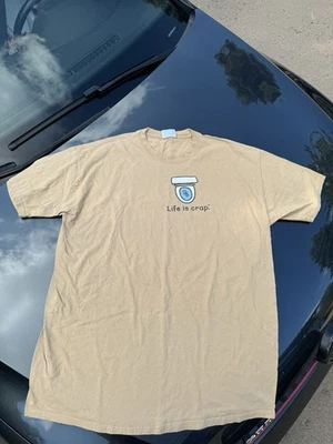 Camiseta Life is Crap XXL Beige Divertida Gráfica Camiseta Inodoro Humor Doble Cara Para Hombres Foto 1 de 4
