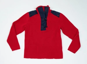 Lauren Ralph Lauren Womens Pullover Sweater Size XL Black Red Striped Toggle - Picture 1 of 14