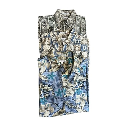 Pierre Cardin Floral Hawaiian Lot of 3 Button Down Shirt Men's L Resort Wear - Image 1 of 4
