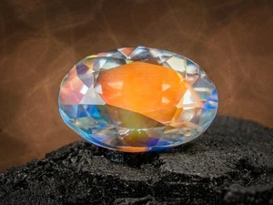 Piedra preciosa de luna arco iris dorada de 1,50 quilates facetada 8x6x4 mm forma ovalada - Imagen 1 de 3