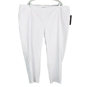 Ashley Stewart Pants Size 28 White Seersucker Ankle Length Pants New - Picture 1 of 10