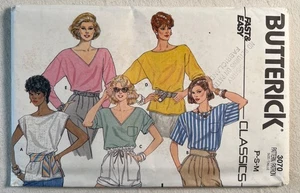 3070 Butterick Sewing Pattern Easy 80s Pullover Drop Shoulder Top Sizes P-S-M - Picture 1 of 3