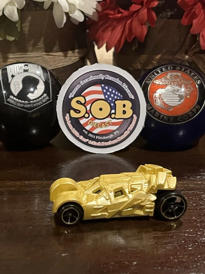 Hot Wheels Dark Knight Batman Batmobile Tumbler Gold Diecast 1:64 UsedNMcond - Image 1 of 4