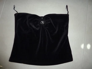 JLO VINTAGE Y2K JENNIFER LOPEZ LAYLA TERCIOPELO TUBO TOP NEGRO TALLA L - Imagen 1 de 10