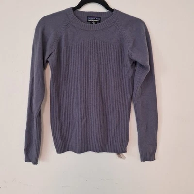 Patagonia женщин кашемир экипажа свитер Jazz синий Healther XS фиолетовый маленький отверстие - Изображение 1 из 4