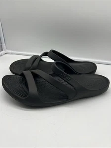Crocs Swiftwater Sandals Womens Black Strappy Slip On Slides Comfort Sz 8 - Picture 1 of 5