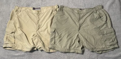 Lote de 2 shorts cargo SPORTIF USA tamanho 36 bege acastanhado para caminhadas ao ar livre elástico ativo - Imagem 1 de 4