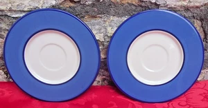 2 Pagnossin Treviso Saucer Plates Bright Blue Italian Design Vintage Ironstone - Picture 1 of 5