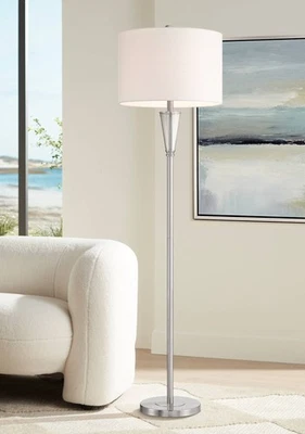 Lámpara de pie 360 Lighting Shasta 62 1/2" de alto vidrio y níquel cepillado Foto 1 de 4