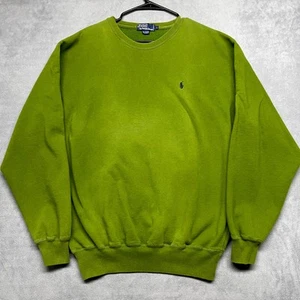 Vintage Polo Ralph Lauren Sweatshirt Herren L Grün Baumwolle Logo Rundhals Pullover - Bild 1 von 9