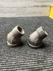 Lot of 2 Ward Black Malleable Iron 45 Degree Street Elbow 1 1/2" - Picture 1 of 6