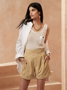 NWT Banana Republic HERITAGE SUEDE Leather EXPLORER SHORT Shorts 14 $500 - Picture 1 of 7