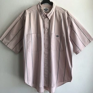 DOCKERS Men Shirt Casual Pink Striped Button Up Pocket Short Sleeve Size XL - Picture 1 of 8