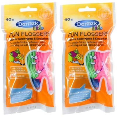DENTEK ORAL CARE Zahnseide-Sticks 40er DenTek Kids Fun Flossers Zahnseide Zahnstocher 2er - Set